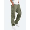 Heren cargo broek in olijfgroen met trekkoord in de taille en meerdere zakken Design - S / Bottoms / Groen