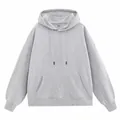 Plain light grey oversized 260g hooded pullover sweatshirt with a front kangaroo pocket - XS / Tops / Light Gray