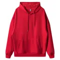 Classic oversized red hooded pullover sweatshirt with kangaroo pocket and drawstrings - Red / XS