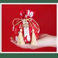Red velvet Chinese wedding candy bag with gold tassels and Sweet Love tag - Bag Only (Without Accessories) / Red Fortune