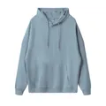 Oversized 260G light blue hooded pullover sweatshirt in soft cotton blend - XS / Tops / Light Blue Frame Orange Gradient Aviator