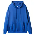Solid royal blue 260G oversized hoodie with drop shoulder and front kangaroo pocket - XS / Tops / Royal Blue