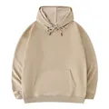 Heavyweight 260g oversized unisex solid beige hoodie featuring kangaroo pocket - XS / Tops / Khaki
