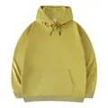 Oversized 260G mustard yellow pullover hoodie with kangaroo pocket and drawstring - XS / Tops / Brown