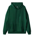 Plain forest green 260g oversized hooded sweatshirt with drop shoulder and kangaroo pocket - XS / Tops / Dark Green