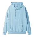 Oversized light blue hooded sweatshirt featuring a front kangaroo pocket and drop shoulders - XS / Tops / Sky Blue