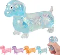 Glittery Dachshund squishy stress toy in light blue color variant - Blue Puppy