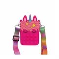 Rosa Einhorn Pop It Fidget Schultertasche für Kinder aus langlebigem, weichem Silikon - Rosenrot