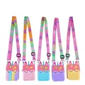 Fünf bunte Einhorn Pop It Taschen für Kinder mit verstellbaren Regenbogenriemen. - Mehrere Optionen