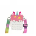 Einhorn Silikon Pop-it Schultertasche für Kinder, sensorische Spielzeug Geldbörse - Weiß