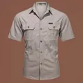 Men's khaki outdoor short-sleeved cargo shirt with double pockets - 170/M / Top (Short Sleeve) / Off White