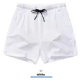 Detail view showing the clean design of men's white quick-dry ice silk sports shorts - M / Bottoms / White