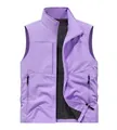 Casual breathable outdoor vest for men in purple with stand-up collar and zip pockets - Light Purple