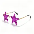 Stylish purple star-shaped sunglasses with gold metal frames for parties and festivals - Gold Frame Dark Purple Lens