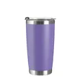 Sleek purple 600ml double-walled stainless steel insulated travel mug with clear lid - 600ml / Purple