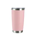 600ml vacuum insulated stainless steel travel tumbler with clear lid in soft pink finish - 600ml / Light Pink