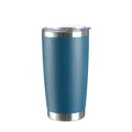 600ml blue insulated car cup with transparent lid and stainless steel rim - 600ml / Navy Blue