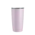 Stylish light pink 600ml insulated car tumbler featuring a portable design and clear lid - 600ml / Light Peach Striped