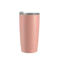 600ml matte pink insulated stainless steel travel tumbler with a clear splash-proof lid - 600ml / Peach
