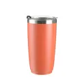 600ml insulated stainless steel tumbler with clear lid in coral orange color - 600ml / Orange