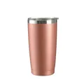 Large capacity 600ml rose gold stainless steel insulated tumbler with clear lid for car - 600ml / Dark Coffee