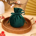 Elegant dark green velvet drawstring favor bag for wedding candy and festive gift packaging - Basic Bag / Dark Green