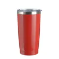 600ml insulated stainless steel travel tumbler in vibrant red with a clear lid for cars - 600ml / Red