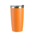 Premium 600ml orange insulated stainless steel travel tumbler mug with clear leakproof lid - 600ml / Orange