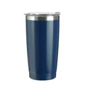 Double-walled 600ml navy blue insulated travel tumbler with a clear lid for car use - 600ml / Aqua