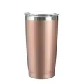 600ml rose gold stainless steel insulated car tumbler cup with a clear plastic lid - 600ml / Chocolate