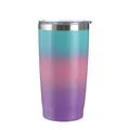 600ml gradient turquoise and purple stainless steel insulated travel tumbler with lid - 600ml / Blue Pink Purple Gradient
