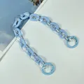 Elegant light blue and transparent acrylic long chain strap for bags with circular clips - Blue and Transparent