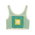 Crop top colorato all'uncinetto fatto a mano in stile francese con motivo granny square donna - XS / Tops / Verde