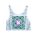 Top corto colorato in stile francese lavorato all'uncinetto con motivo granny square - XS / Tops / Blu
