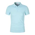 Premium light blue men's breathable quick-dry Polo shirt with a classic short-sleeve design. - S / Tops / Sky Blue