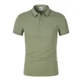 Polo da uomo verde salvia traspirante e ad asciugatura rapida con classico colletto - 4XL / Tops / Verde Grigio