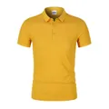 Polo da uomo giallo senape in tessuto traspirante agli ioni di ghiaccio con colletto classico - 4XL / Tops / Giallo Zenzero
