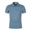 Polo traspirante in seta ghiacciata celeste per uomo con design ad asciugatura rapida - 4XL / Tops / Blu Grigio