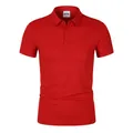 Men's breathable quick-dry red polo shirt in lightweight summer fabric design. - S / Tops / Red