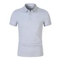 Men's breathable ice ion polo shirt in light grey with quick-dry short sleeves - S / Tops / Gray