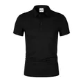 Classic black short-sleeve polo shirt for men with quick-dry breathable fabric - S / Tops / Black