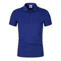 Classic royal blue short-sleeved polo shirt for men in breathable quick-dry fabric - S / Tops / Sapphire Blue