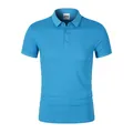 Light blue breathable quick-dry men's polo shirt for business casual wear and summer - S / Tops / Lake Blue
