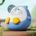 Simpatico pinguino blu squishy con bolla, ornamento da scrivania antistress a rilascio lento - Pinguino Blu Bolle Squishy