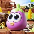 Simpatico giocattolo antistress a forma di melanzana viola per decorare la scrivania - Melanzana Viola Occhi Pop Squishy