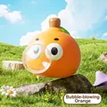 Simpatico squishy arancione che soffia una bolla, antistress a rimbalzo lento scrivania. - Arancia Bolle Squishy