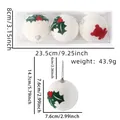 Set of 3 white Christmas foam ornaments with berry patterns, dimension and weight labels - Set of 3 / Berry Leaf Bear Style