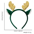 Christmas reindeer antler headband with green velvet ears and gold sequins - Gold Antlers Green Band