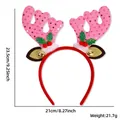 Sparkly pink sequined reindeer antler headband for kids Christmas party hair accessory - Pink Reindeer Antler