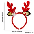 Red sequin reindeer antler headband with Santa and bell for Christmas party - Sequin Red Antler